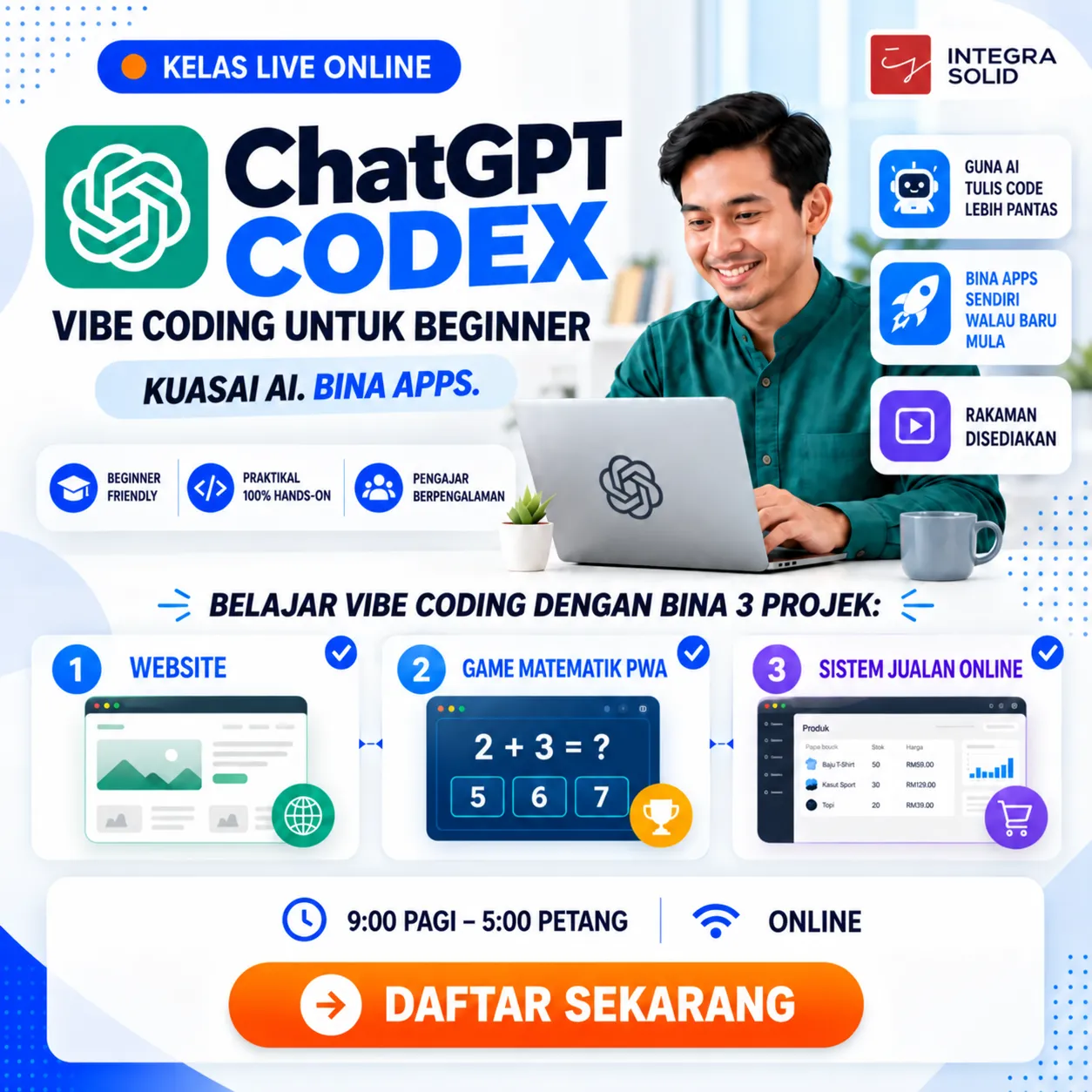 ChatGPT Codex Vibe Coding Untuk Beginner - Second Edition - Dari website sehingga aplikasi web pertama sebagai beginner! banner