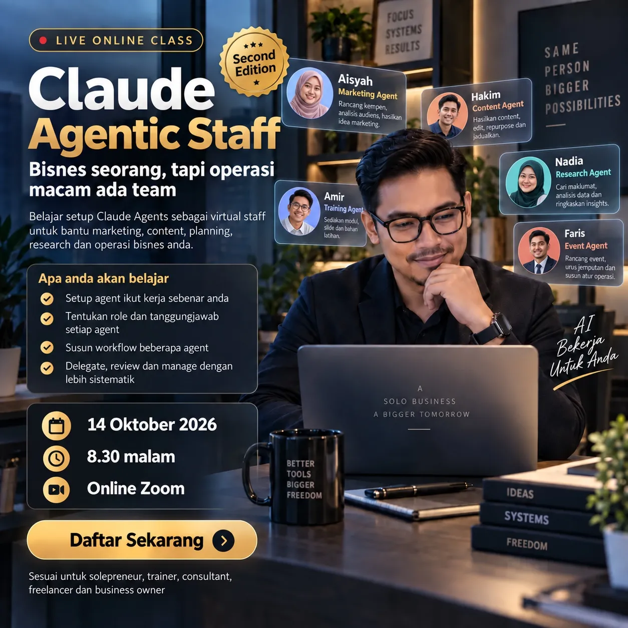 Claude Agentic Staff - Second Edition - Bina pasukan AI Staff untuk mudahkan operasi bisnes anda banner