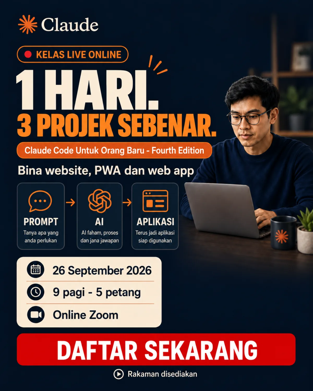 Claude Code Vibe Coding Untuk Orang Baru - Fourth Edition - Dari website sehingga aplikasi web pertama sebagai beginner! banner