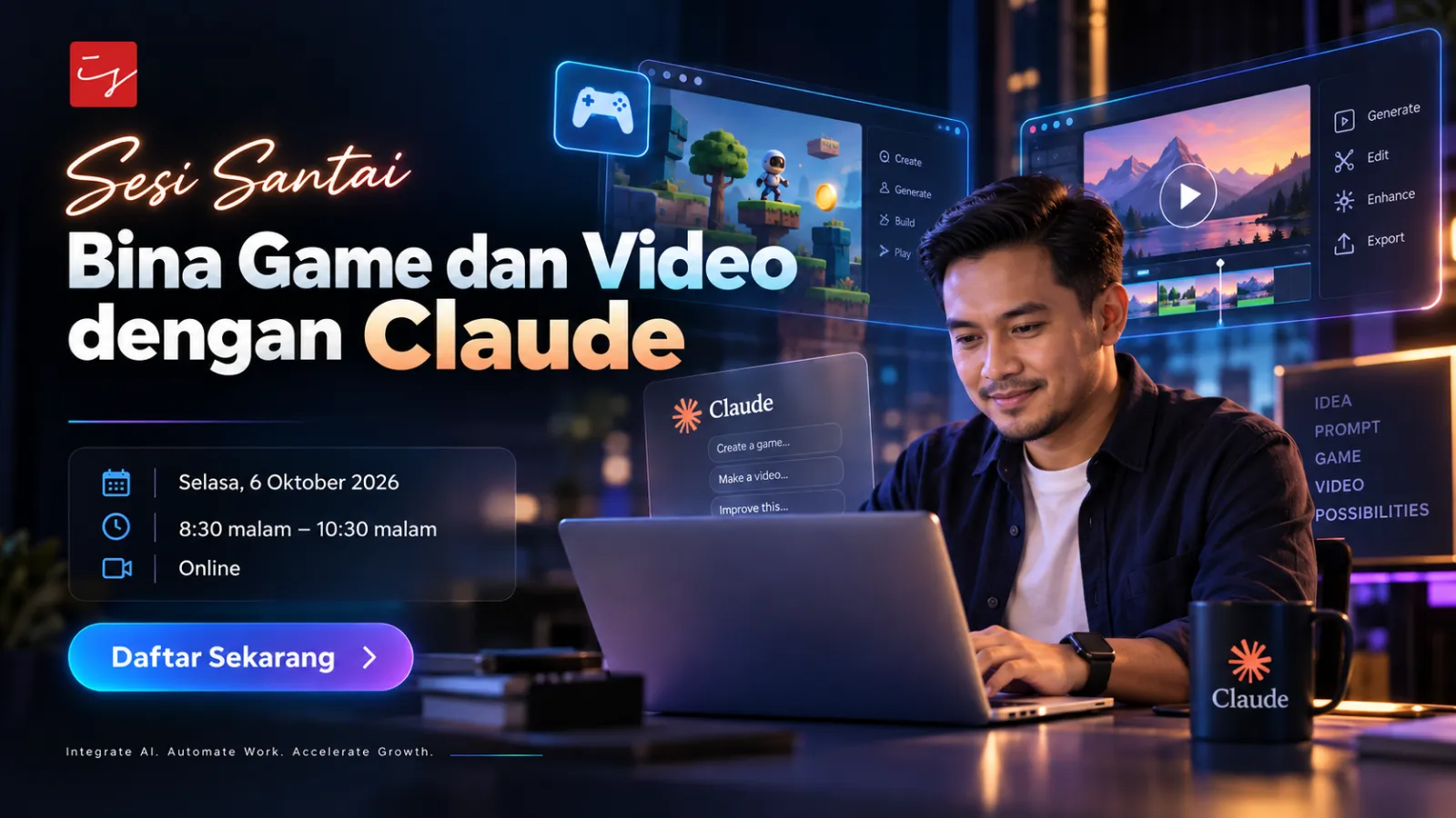 Sesi Santai: Bina Game dan Video dengan Claude banner