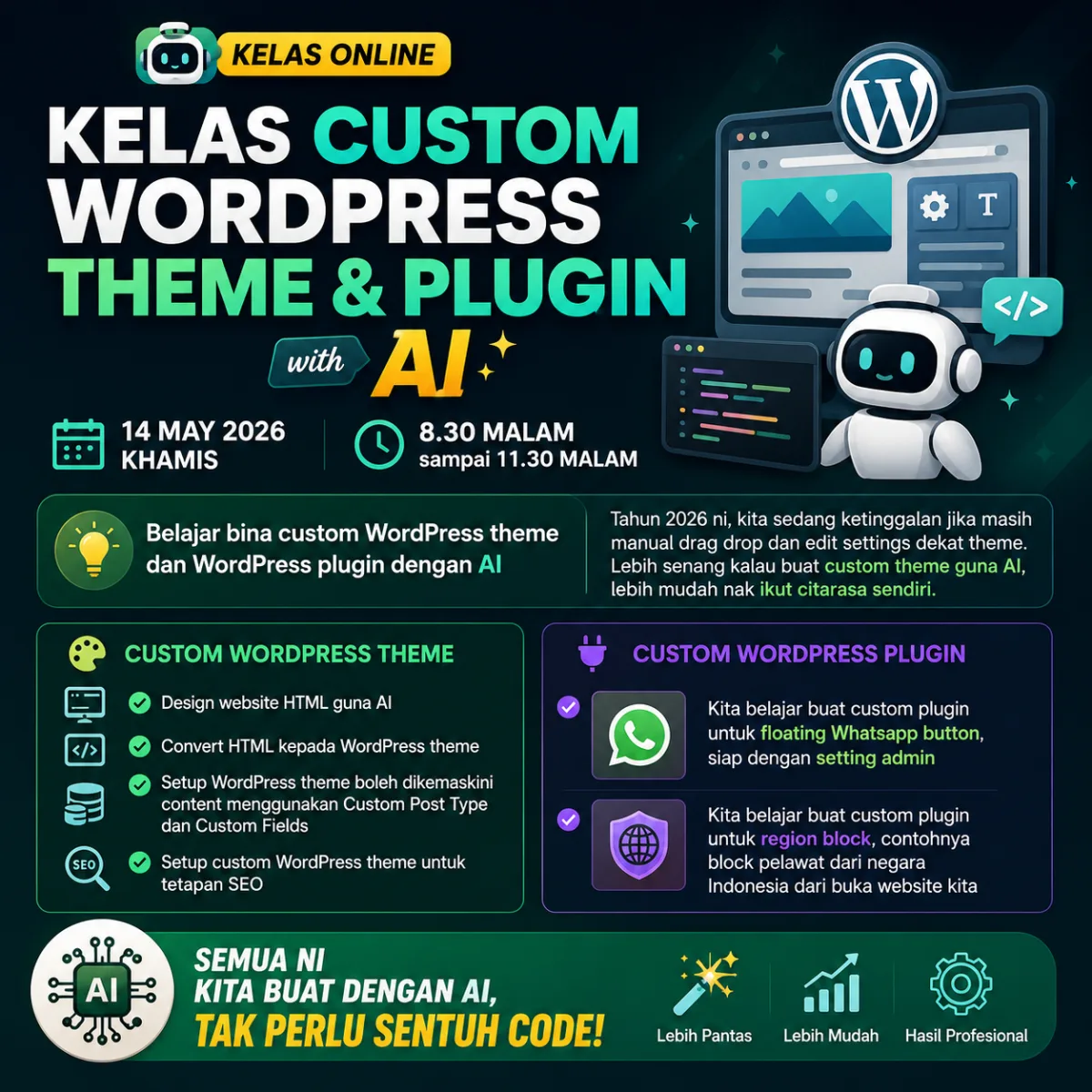 WordPress Theme & Plugin development with AI banner