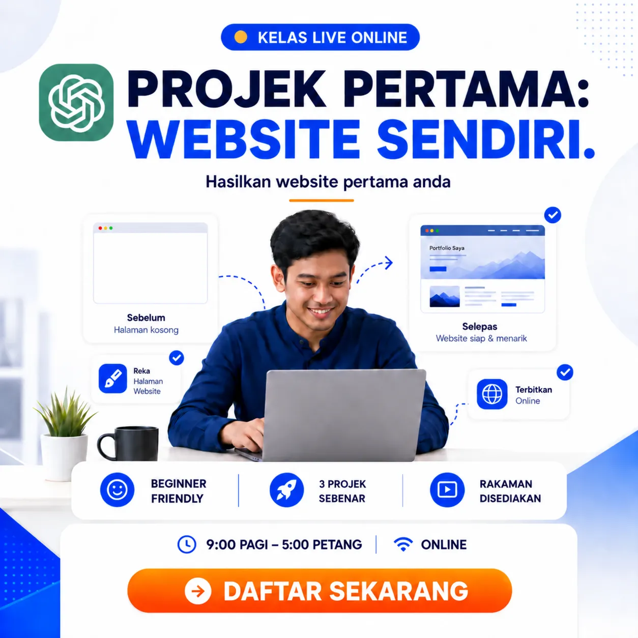1. Website sendiri (jam pertama)