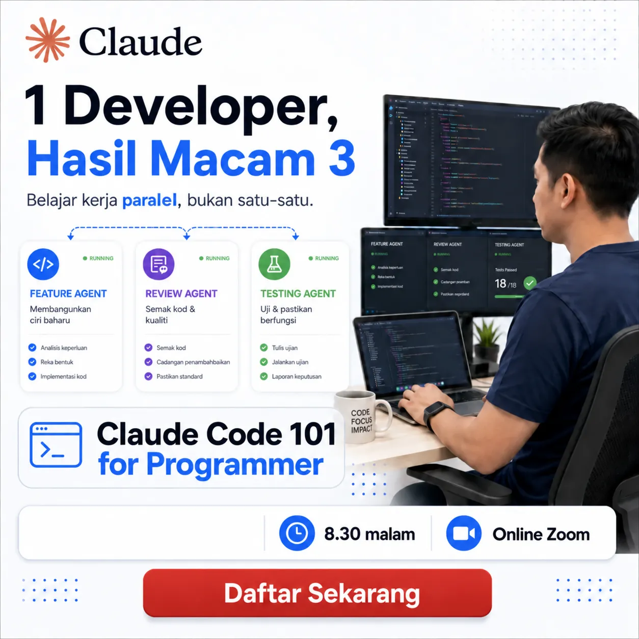 7. Parallel coding with multiple session, multiple subagents dan multiple Claude Code instance