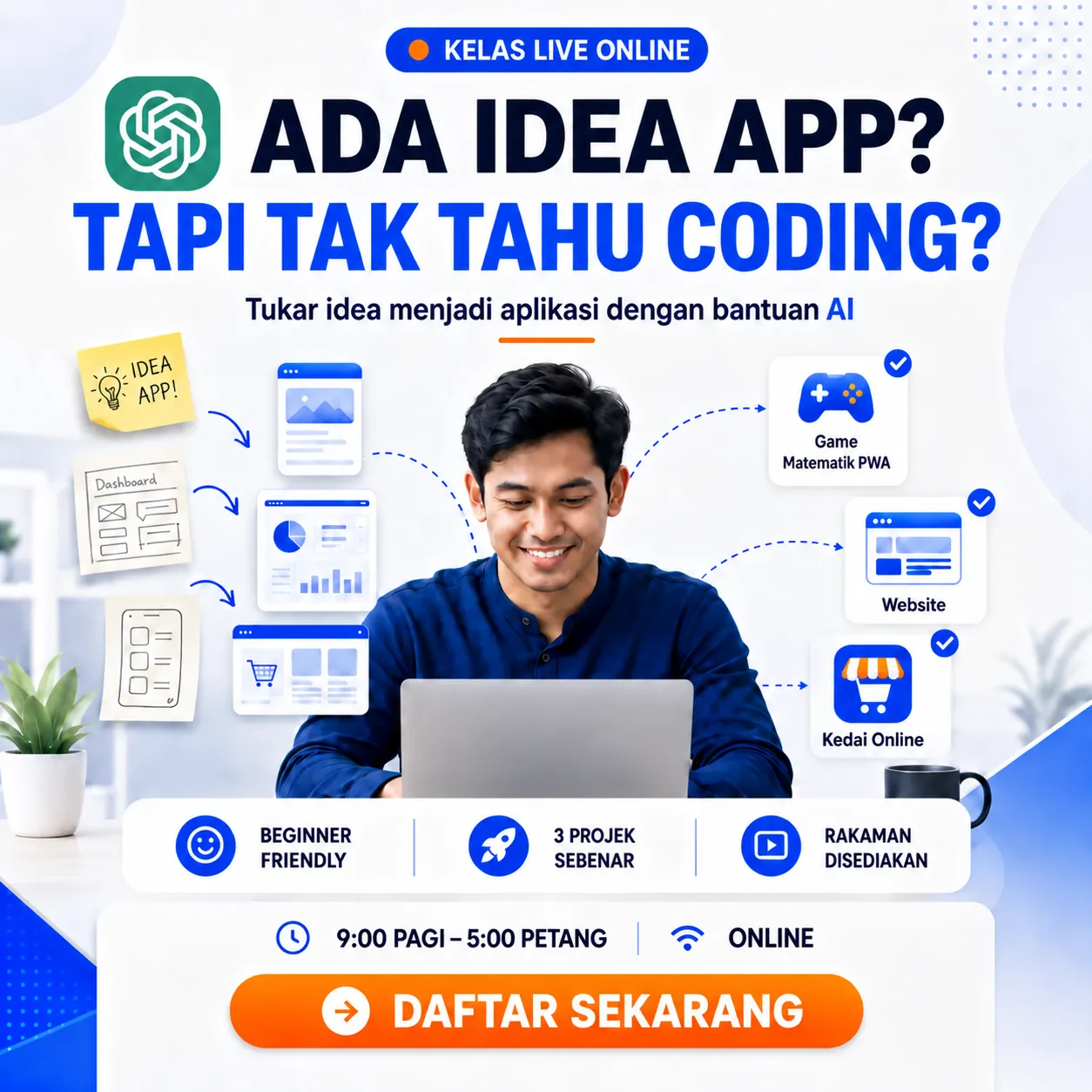 Vibe Coding 101 dengan ChatGPT Codex: Ada Idea Tapi Tak Tahu Coding? Bina 3 Projek Sebenar Dalam Sehari.
