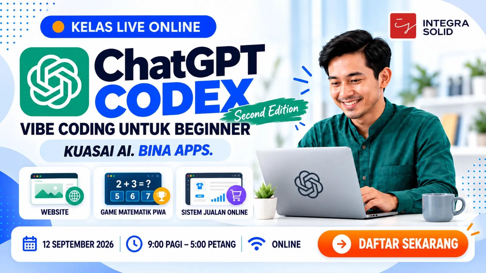 ChatGPT Codex Vibe Coding Untuk Beginner - Second Edition - Dari website sehingga aplikasi web pertama sebagai beginner!